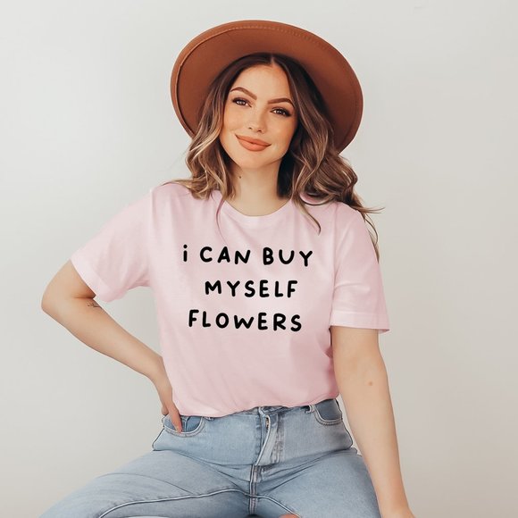 SimplyBeverly Tops - I Can Buy Myself Flowers Pink T Shirt